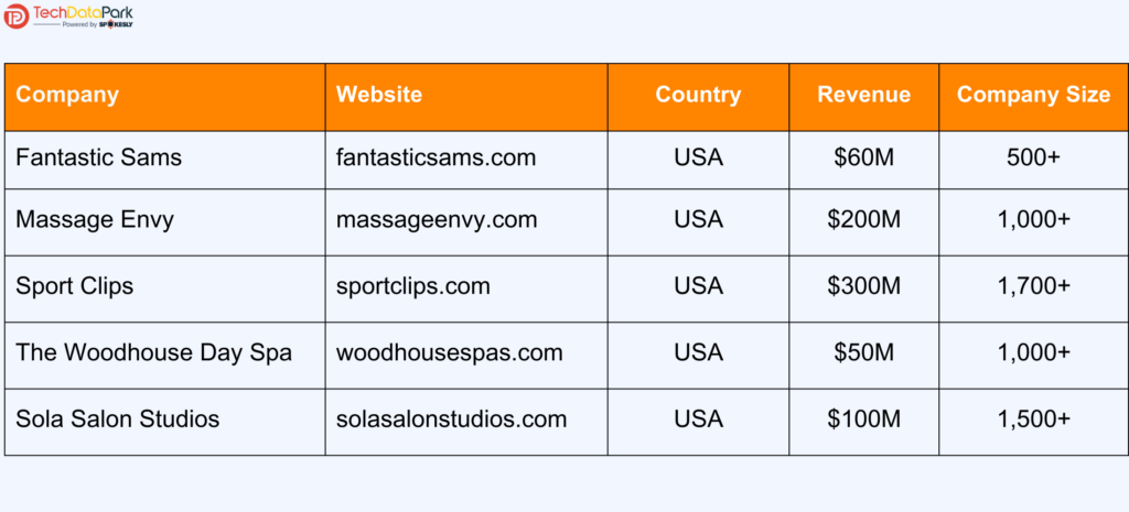 Companies Using Vagaro Table